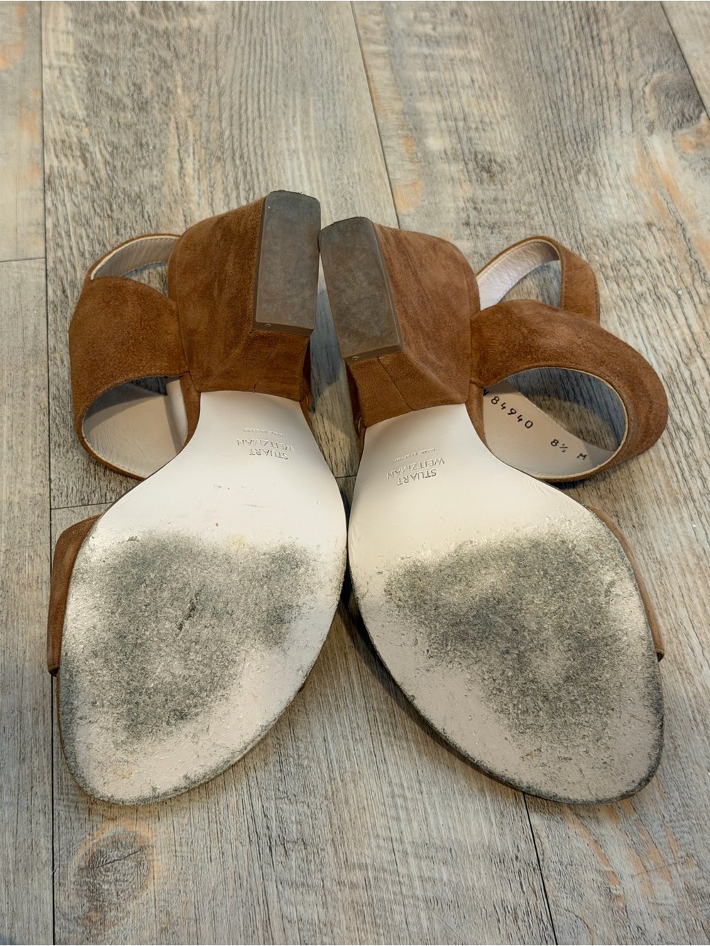 Stuart Weitzman Suede Block Heel Sandals - Picture 4 of 5